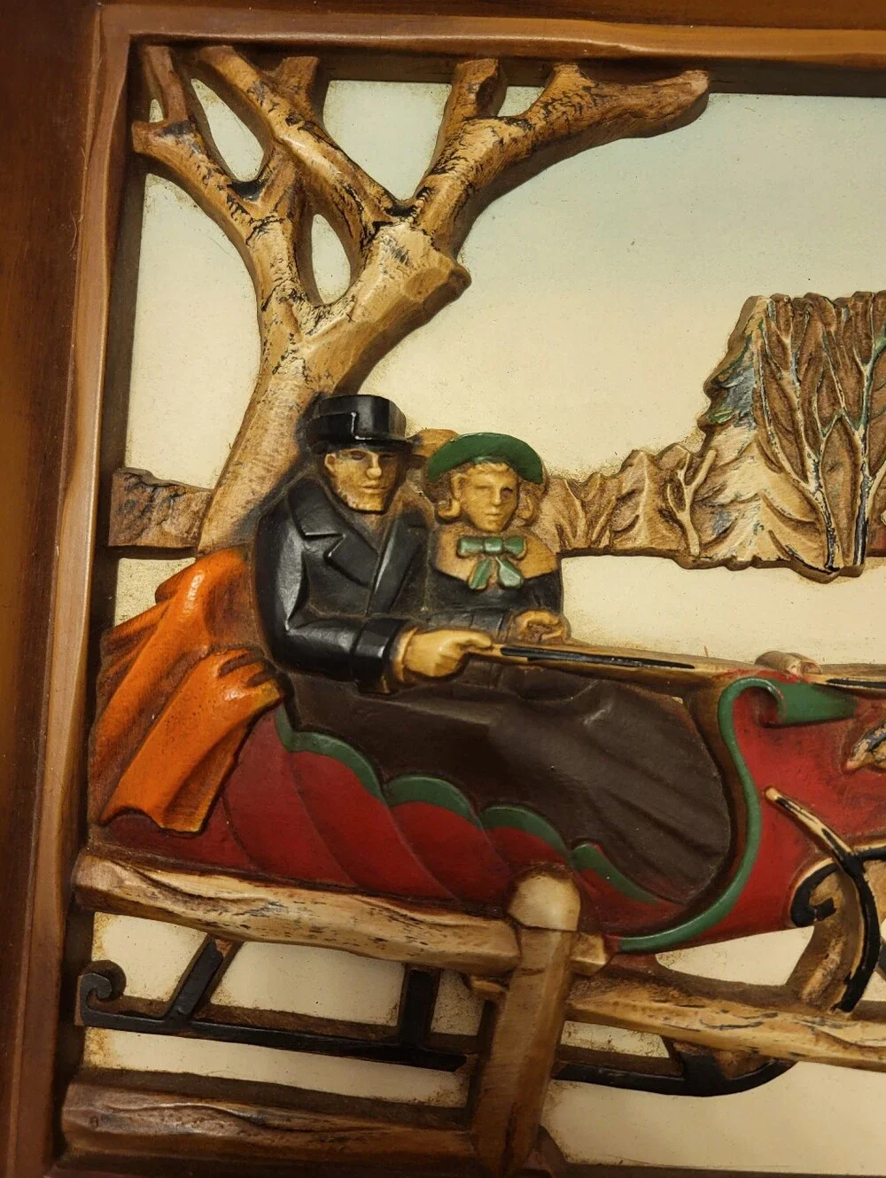 SYROCO 9.5 x 14 In. 3-D A  Winter Ride Framed Relief Wall Art - Brown